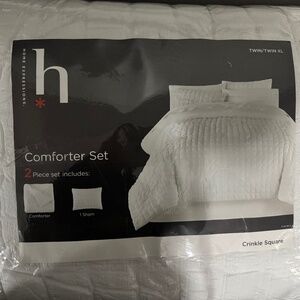 🛏️ White Crinkle Comforter Set (Twin/Twin XL)